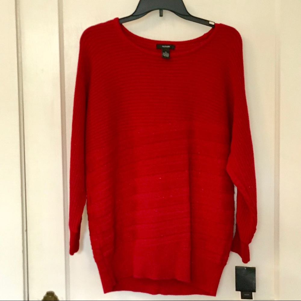 NWT Alfani Long Red Sparkle Crew Neck Sweater M